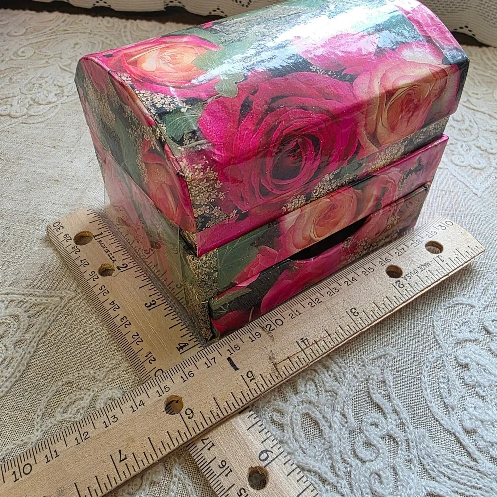Details Watch Gift Set Silver Gold Tone Mother's Day Pin Floral Jewelry Box
